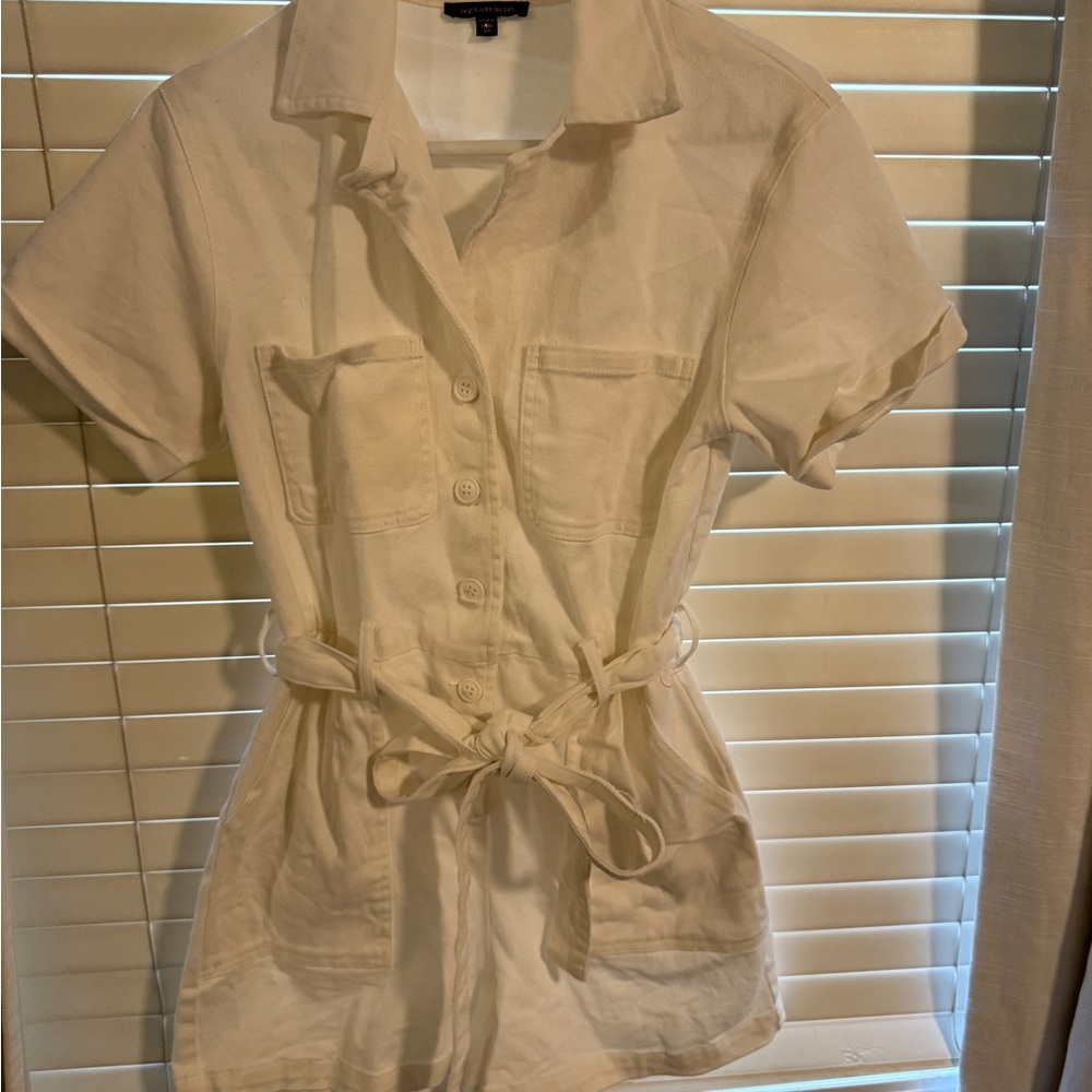 Skies Are Blue Cream Button-Up Romper